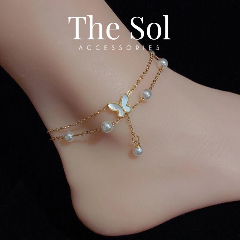 Lắc Chân Titan Double Pearls