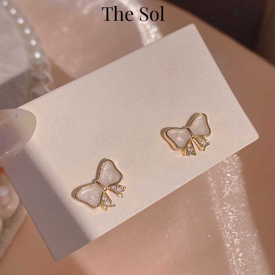 Bông Tai Hàn Quốc Mini Golden Bow