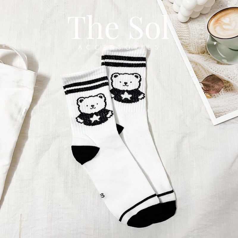 Tất Hàn Quốc Cổ Cao - Black Bear