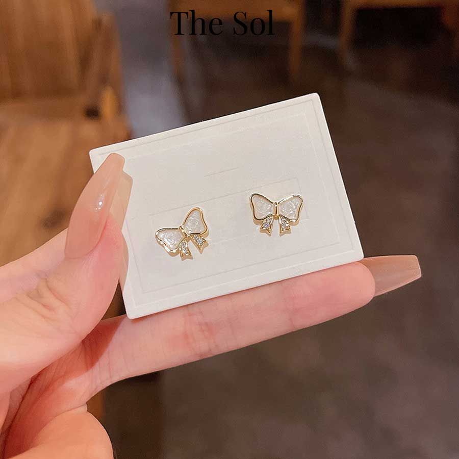 Bông Tai Hàn Quốc Mini Golden Bow