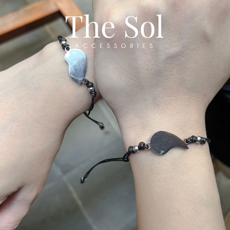 Lắc Tay Titan Couple Silver Heart - Dây Sáp