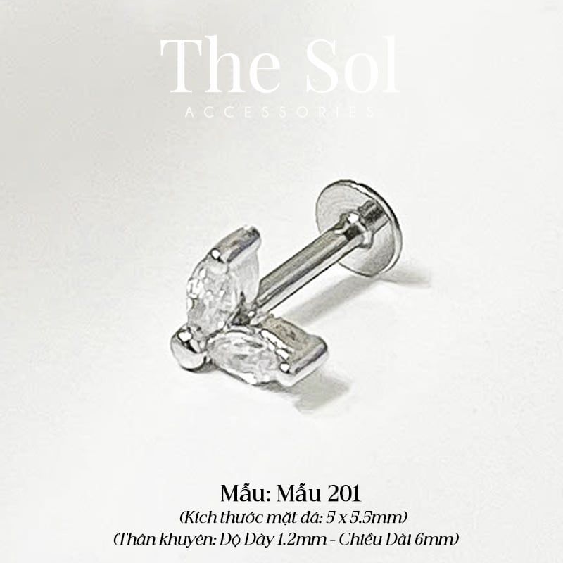 Khuyên Tai Thép Xi Mạ TRAGUS - Mẫu 201