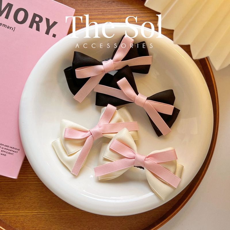 Kẹp Tóc Hàn Quốc Pink Ribbon & Bow - 1 Chiếc