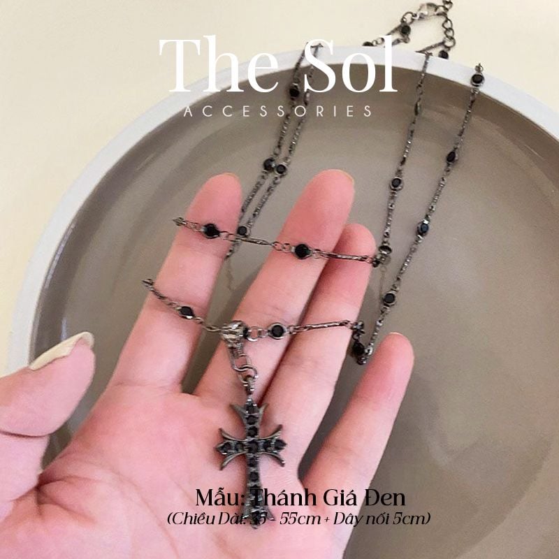 Dây Chuyền Double Layers Black Cross