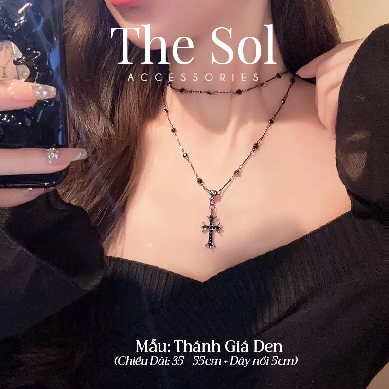 Dây Chuyền Double Layers Black Cross