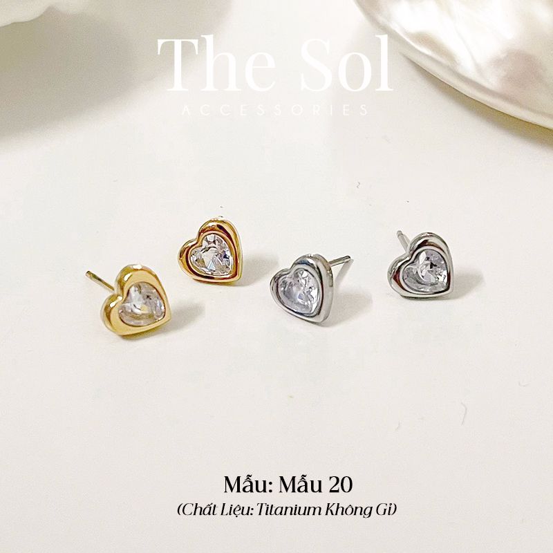 Bông Tai Titan Mini Diamond Heart - Mẫu 20