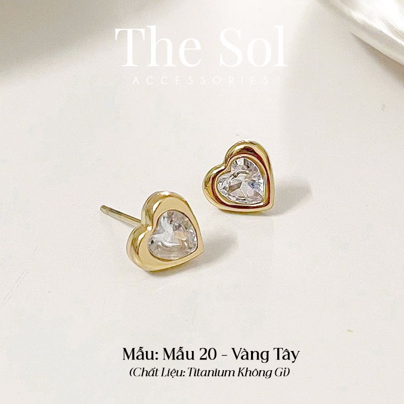 Bông Tai Titan Mini Diamond Heart - Mẫu 20