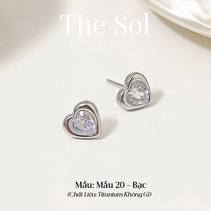 Bông Tai Titan Mini Diamond Heart - Mẫu 20