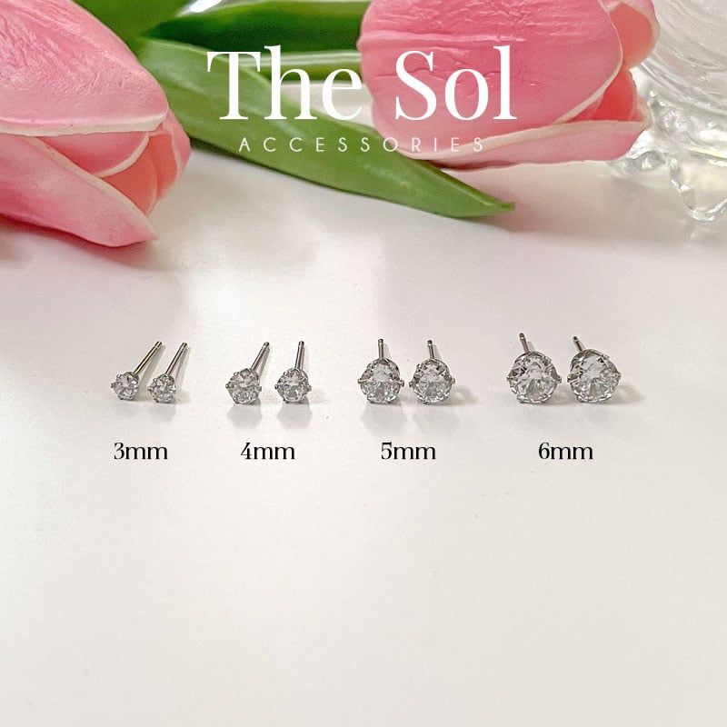 Bông Tai Titan Basic Ngọc - Tròn 6 Chấu