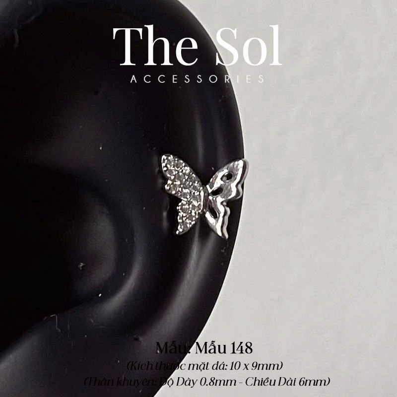 Khuyên Tai Thép Xi Mạ Half Dia Butterfly - Mẫu 148
