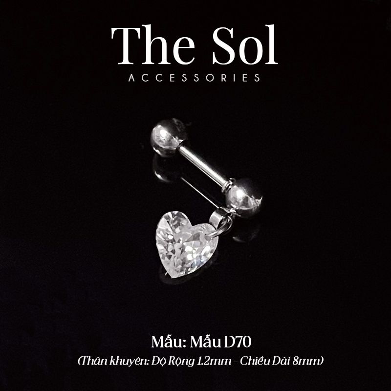 Khuyên Tai Titan Diamond Drop - Heart - Mẫu D70