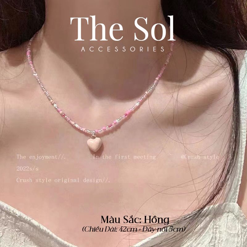 Vòng Cổ Hạt Cườm Trái Tim Sắc Màu