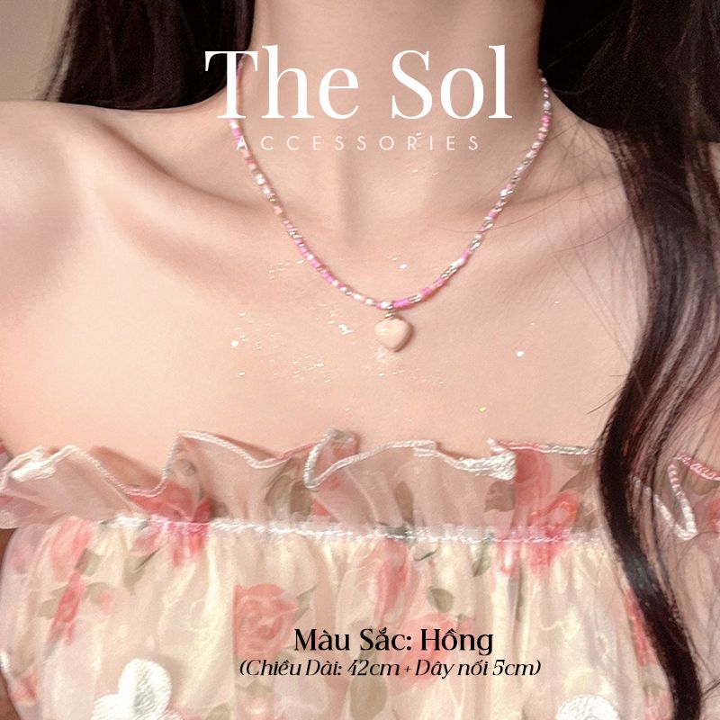 Vòng Cổ Hạt Cườm Trái Tim Sắc Màu