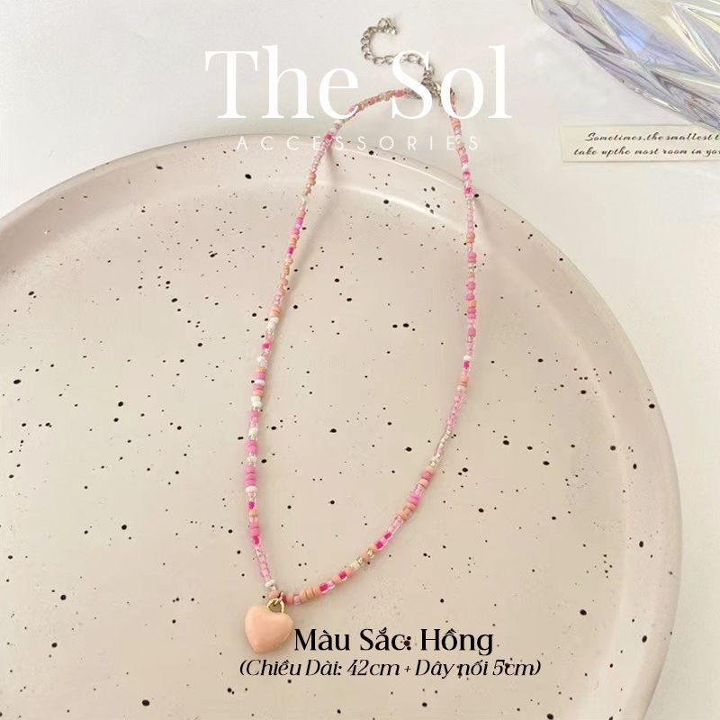 Vòng Cổ Hạt Cườm Trái Tim Sắc Màu