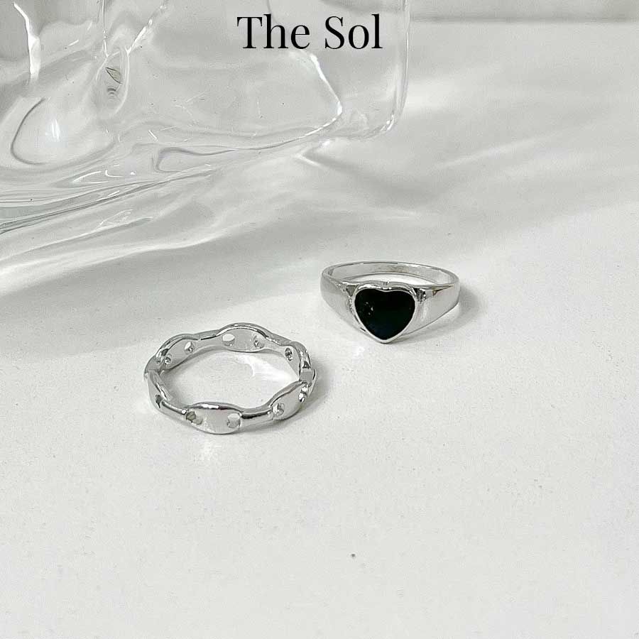 Set Nhẫn Hàn Quốc Black Heart - Bộ 2 Chiếc