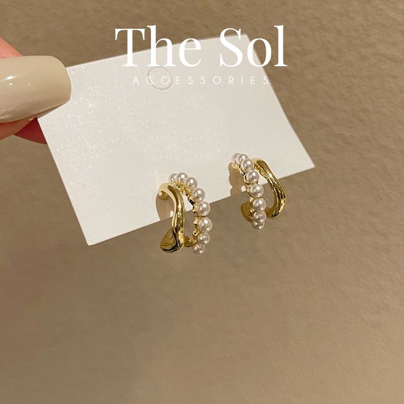 Bông Tai Hàn Quốc Mini Pearl&Line