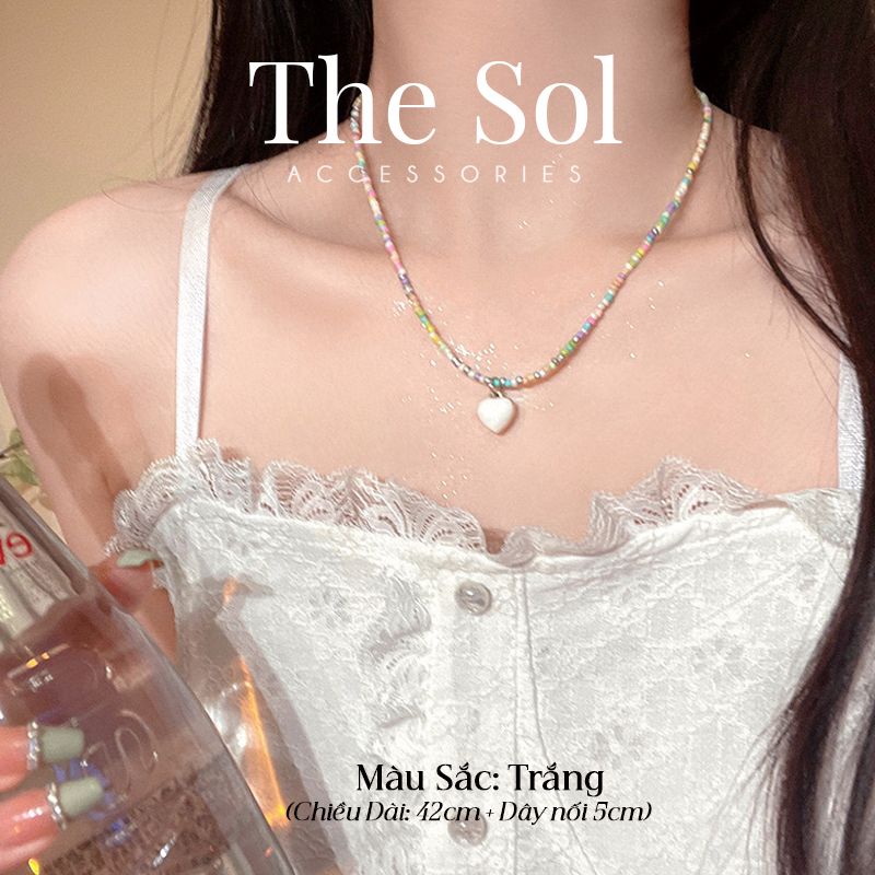 Vòng Cổ Hạt Cườm Trái Tim Sắc Màu