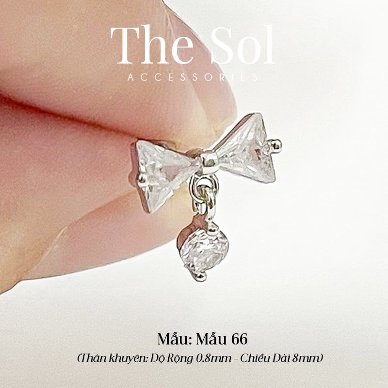 Khuyên Tai Thép Xi Mạ Unisex Dia Bow Drop - Mẫu 66