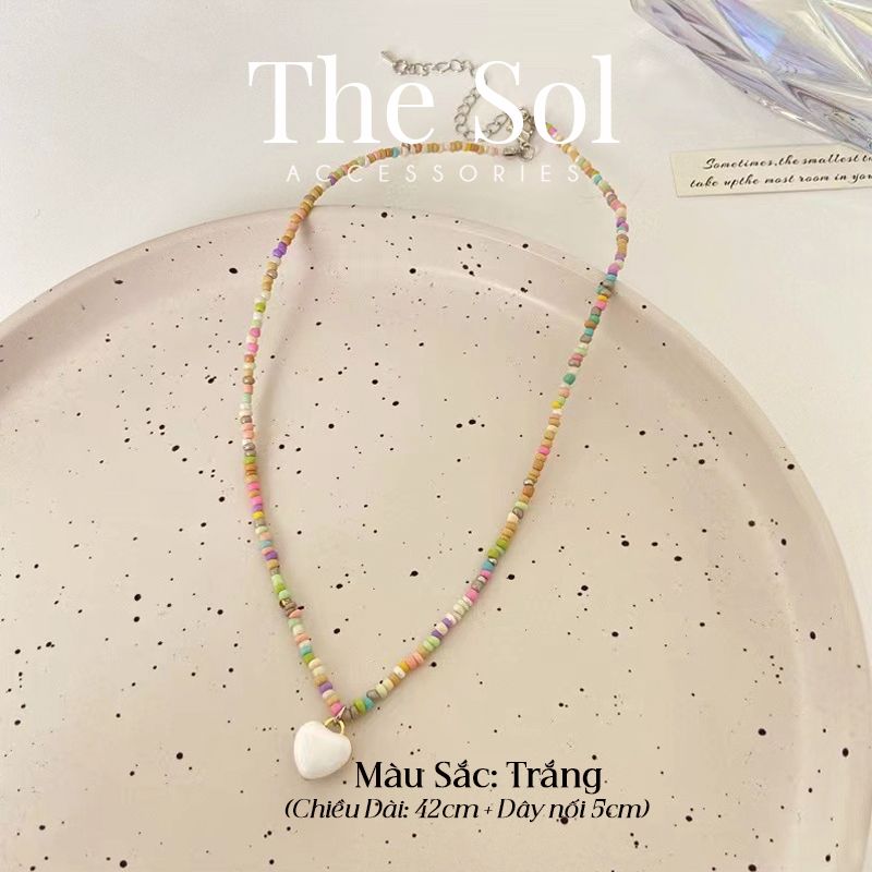 Vòng Cổ Hạt Cườm Trái Tim Sắc Màu