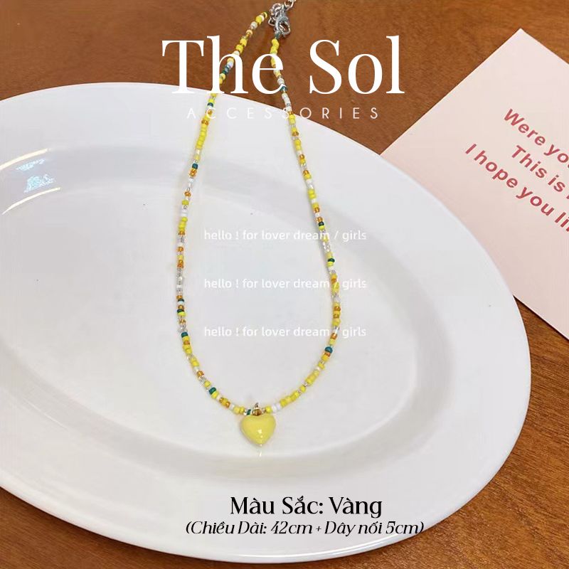 Vòng Cổ Hạt Cườm Trái Tim Sắc Màu