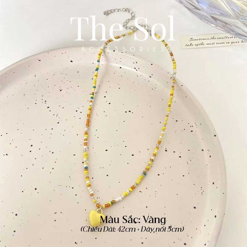Vòng Cổ Hạt Cườm Trái Tim Sắc Màu