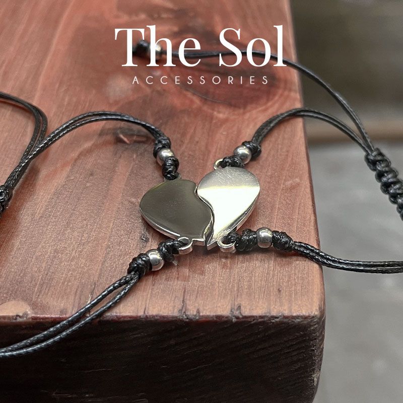 Lắc Tay Titan Couple Silver Heart - Dây Sáp