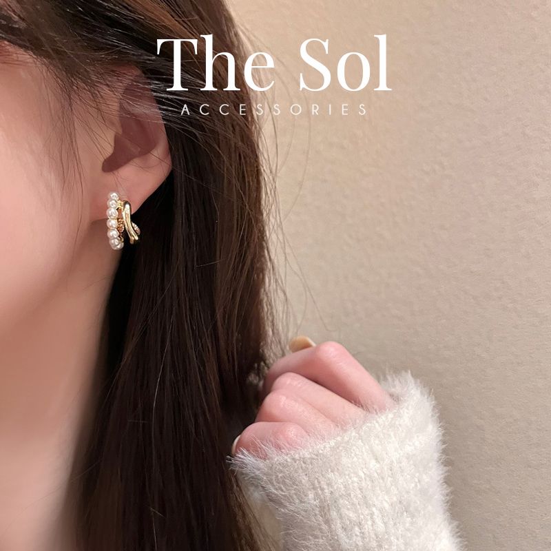 Bông Tai Hàn Quốc Mini Pearl&Line