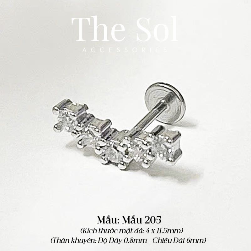 Khuyên Tai Thép Xi Mạ TRAGUS - Mẫu 205
