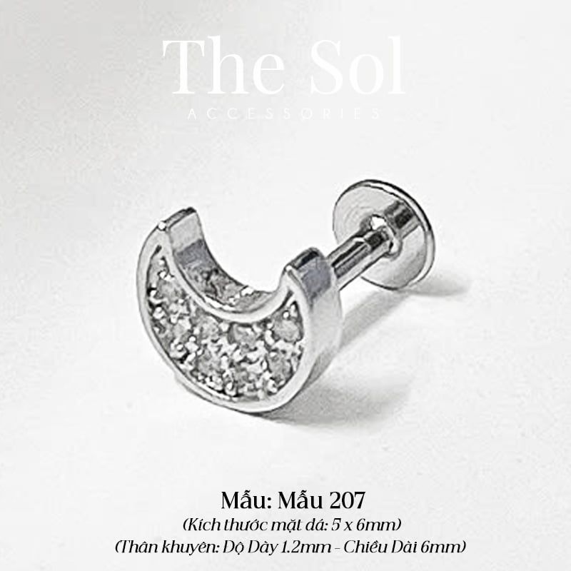 Khuyên Tai Thép Xi Mạ TRAGUS - Mẫu 207