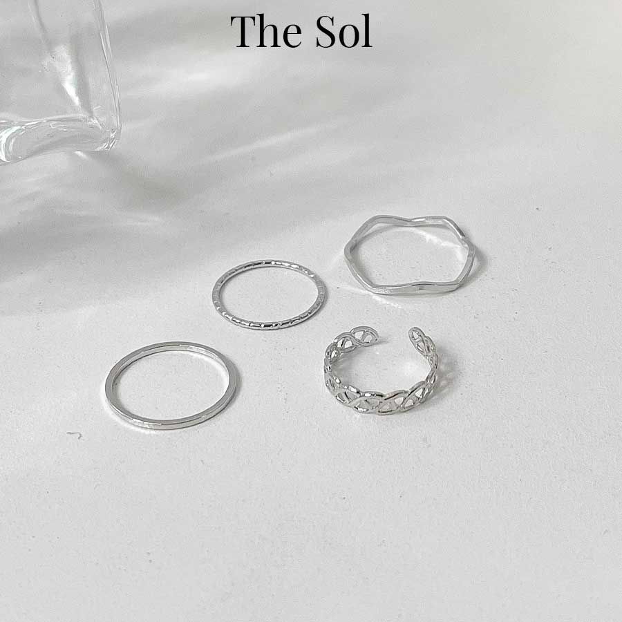 Set Nhẫn Hàn Quốc Simple Ring - Bộ 4 Chiếc
