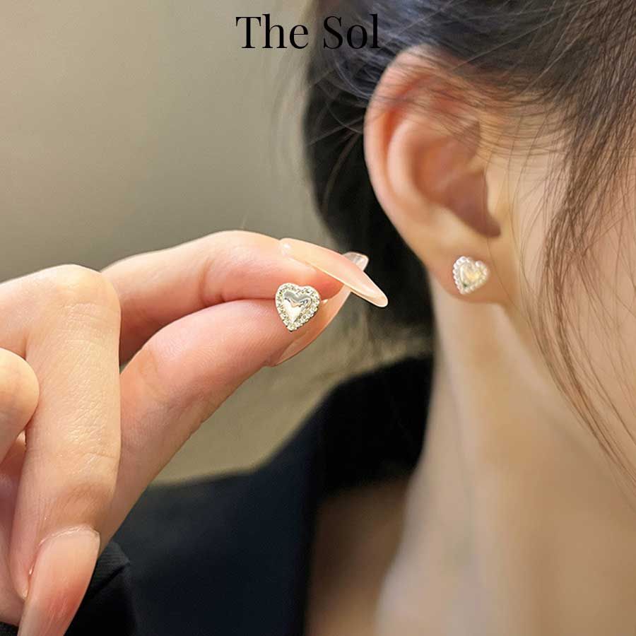 Bông Tai Hàn Quốc Mini Silver Heart