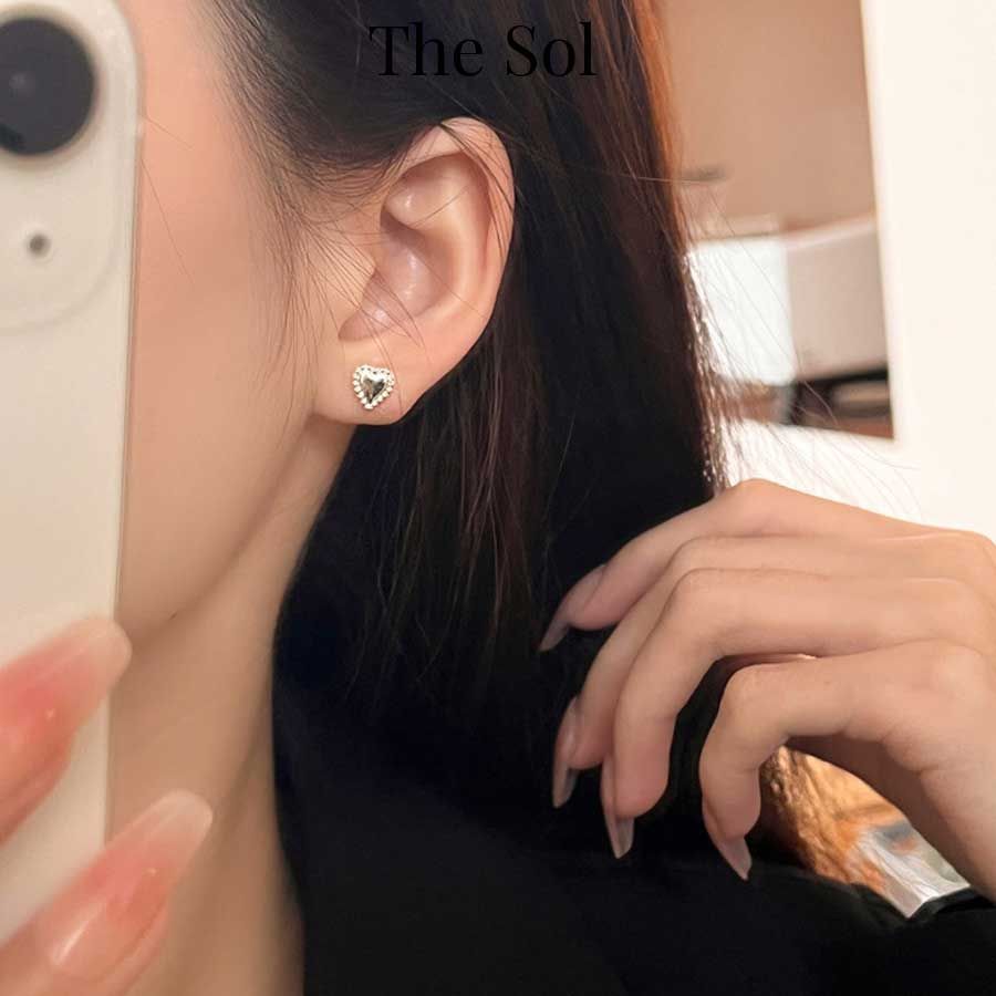 Bông Tai Hàn Quốc Mini Silver Heart