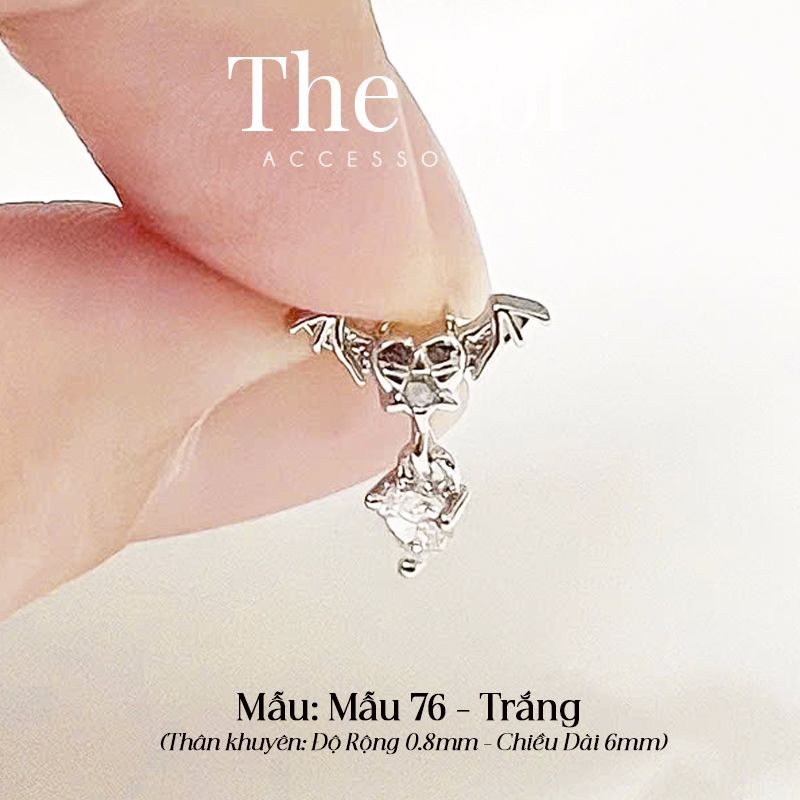 Khuyên Tai Thép Xi Mạ Unisex Bat Heart - Mẫu 76
