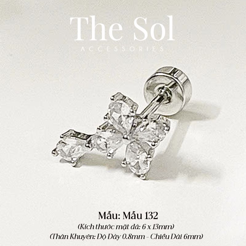 Khuyên Tai Thép Xi Mạ Diamond Cross - Mẫu 132