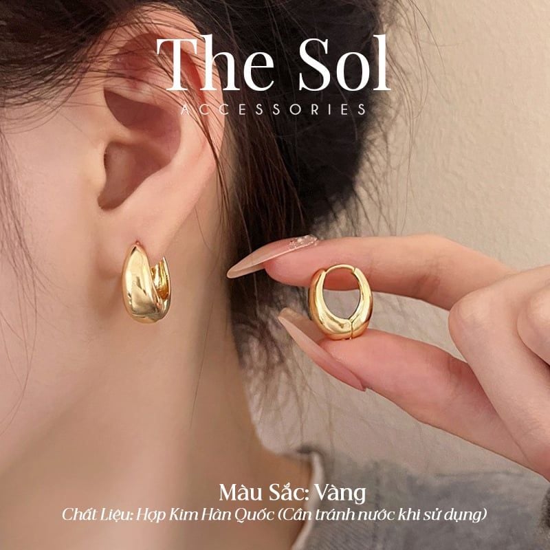 Bông Tai Hàn Quốc Oval Hoops