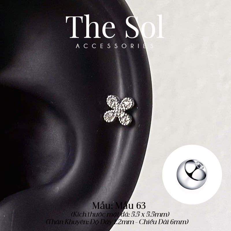 Khuyên Tai Thép Xi Mạ The Clover - Mẫu 63