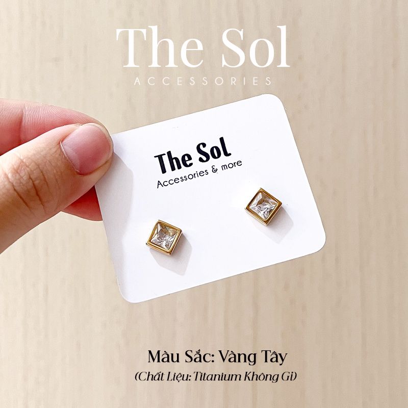 Bông Tai Titan Mini Diamond Square