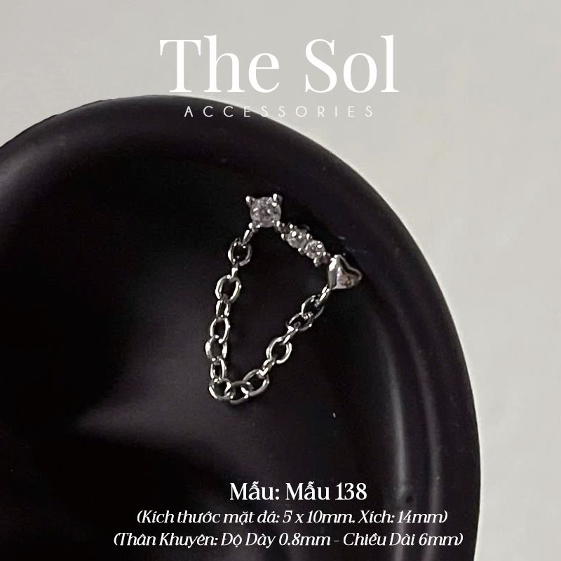 Khuyên Tai Thép Xi Mạ Line Heart - Mẫu 138