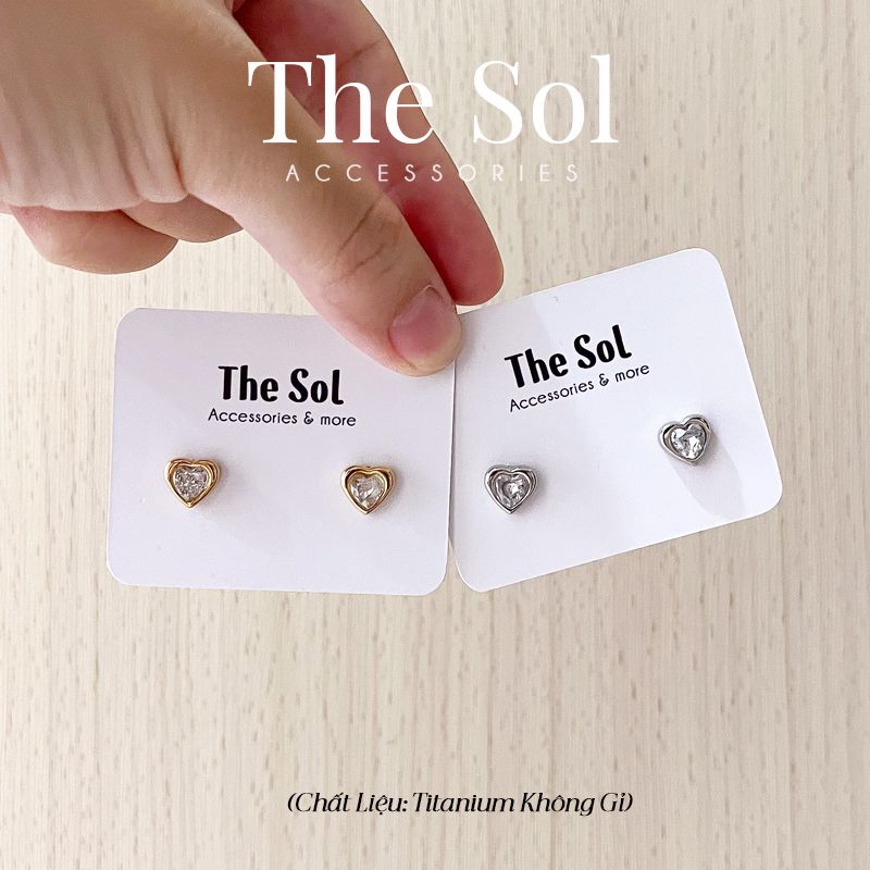 Bông Tai Titan Mini Diamond Heart - Mẫu 20