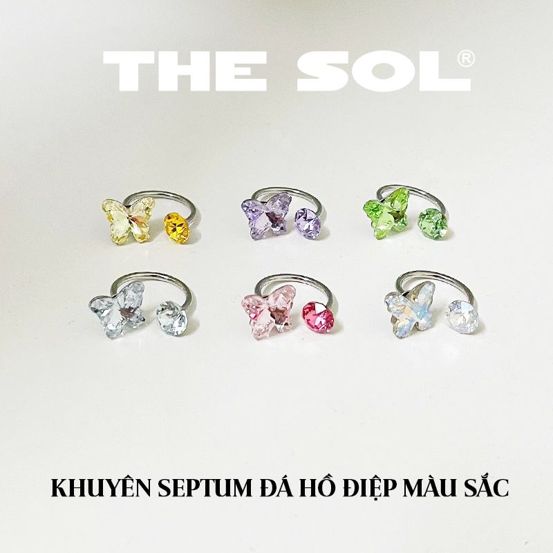 Khuyên Tai Titan SEPTUM Đá Hồ Điệp Màu Sắc