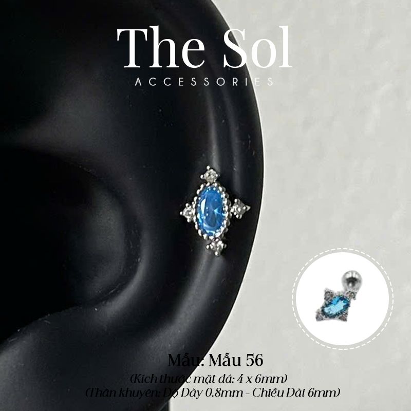 Khuyên Tai Thép Xi Mạ The Topaz - Mẫu 56