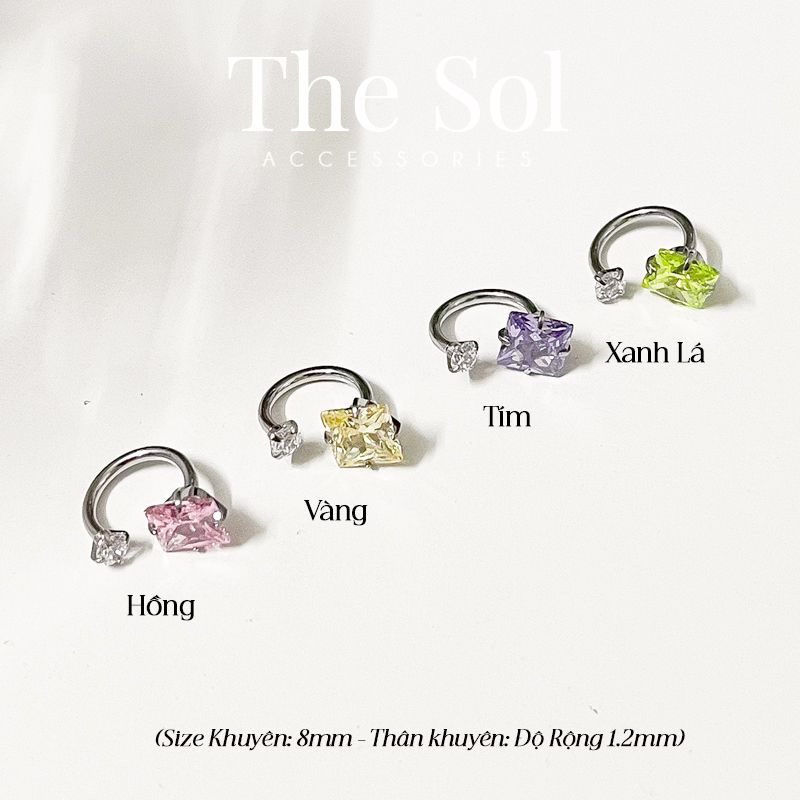 Khuyên Tai Titan Unisex U Shape Dia Colour - Vuông