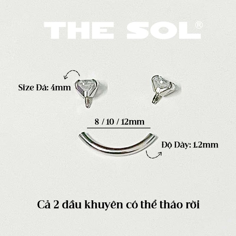 Khuyên Tai Titan Unisex ROOK Đính Đá Màu Sắc