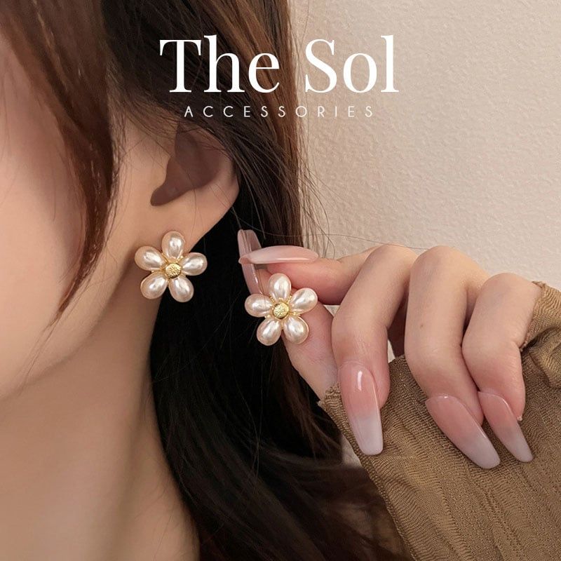 Bông Tai Hàn Quốc Pearl Flower