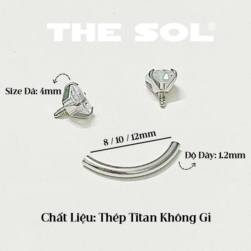 Khuyên Tai Titan Unisex ROOK Đính Đá Màu Sắc