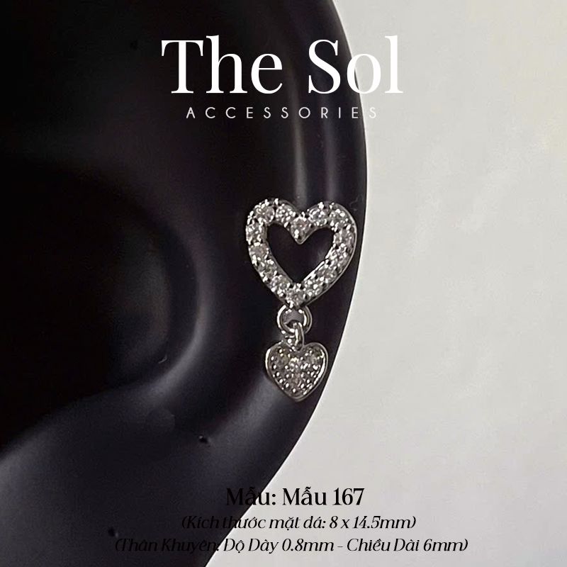 Khuyên Tai Thép Xi Mạ Double Hearts - Mẫu 167