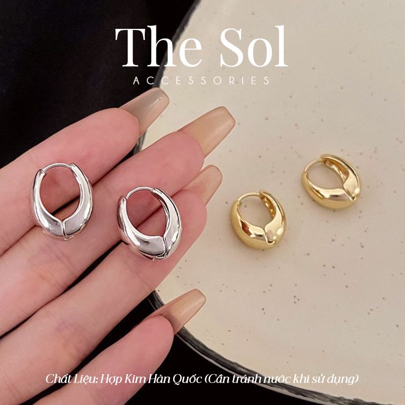 Bông Tai Hàn Quốc Oval Hoops