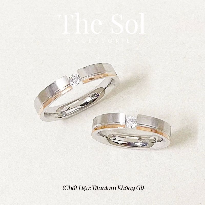 Nhẫn Titan Diamond On Golden Line