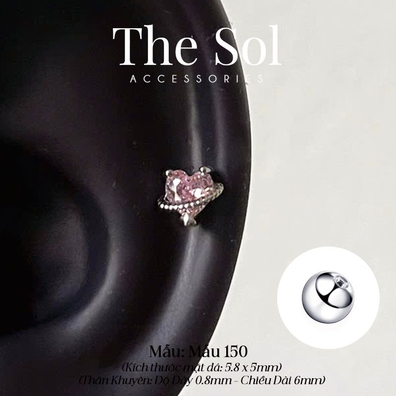 Khuyên Tai Thép Xi Mạ Pinky Heart - Mẫu 150