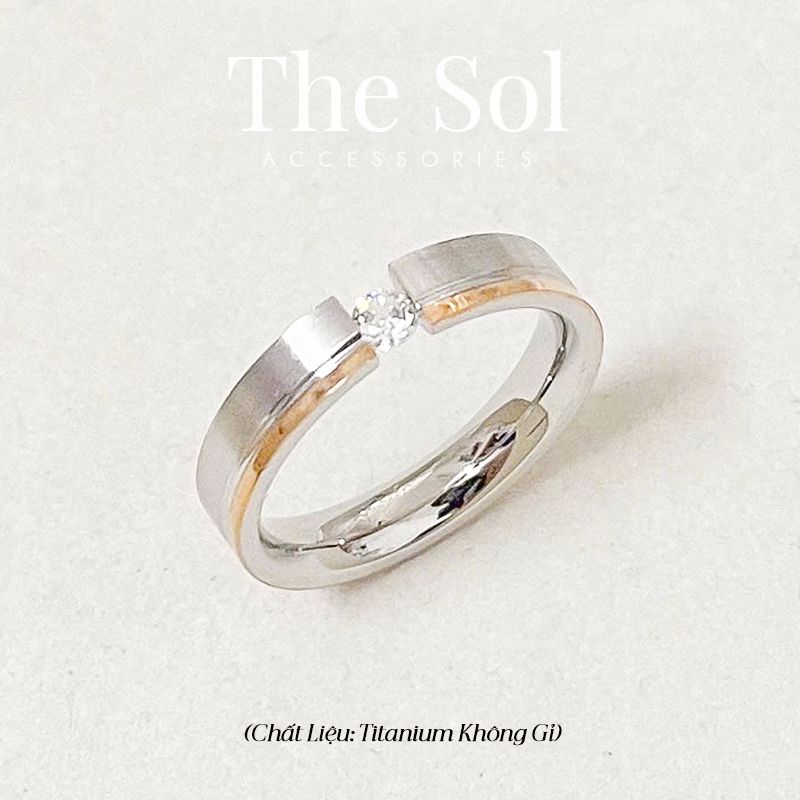 Nhẫn Titan Diamond On Golden Line